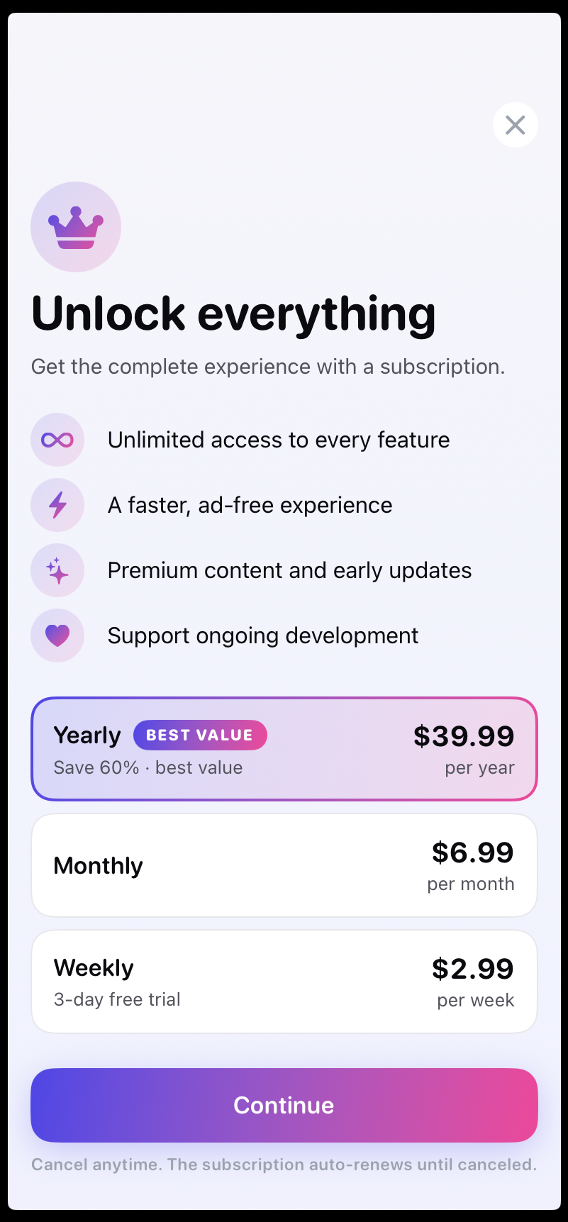 Unit Convert — paywall / subscription